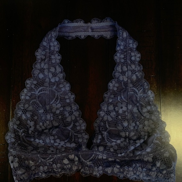 Free People Graphite Galloon Lace Halter Bralette - Picture 2 of 4